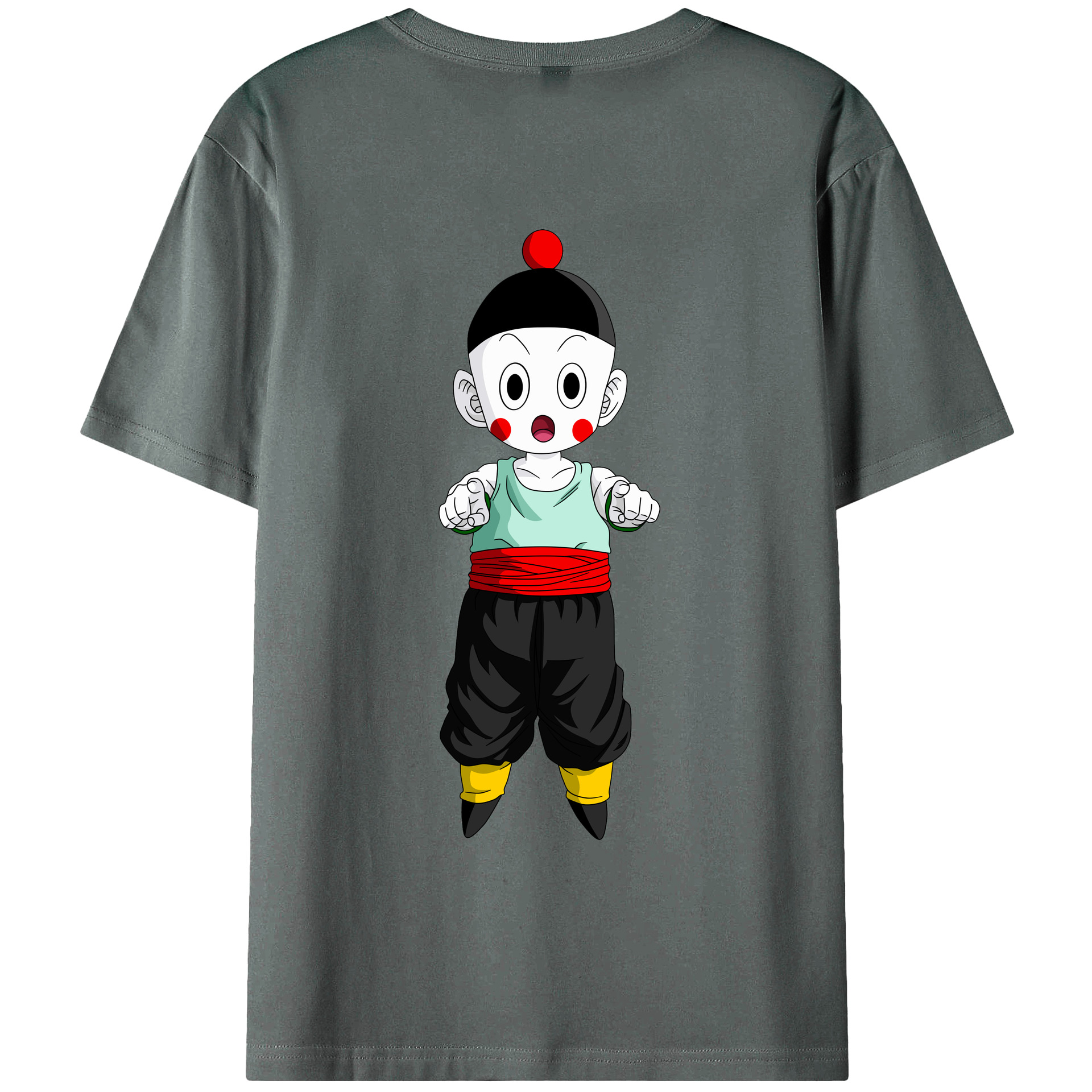 （画像用） ドラゴンボール 餃子（チャオズ）DRAGON BALL Chaoz 綿100％ メンズ半袖Tシャツ（バックプリント） 通気性
